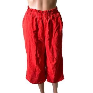American Eagle Paperbag Elastic Waist Pullon Lined Capri Pants Wide Leg Preppy M